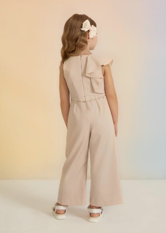 Ruffle Jumpsuit with Chain Belt