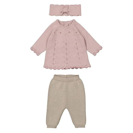 3pc Contrast Knit Set with Hairband
