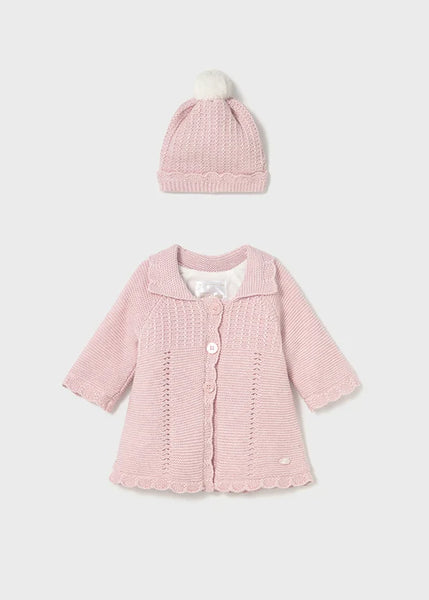 2pc Knit Coat Set w/Hat