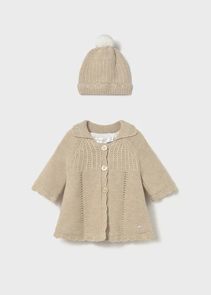 2pc Knit Coat Set w/Hat