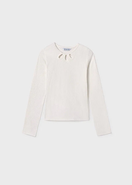 Ribbed CutOut Collar L/S Top
