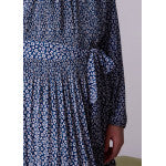 Pleated Floral Print Dress