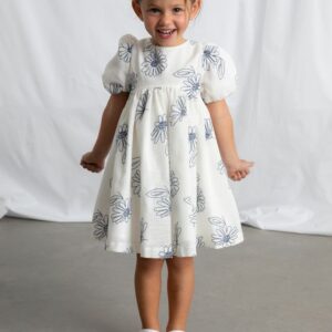 Blue Flower Embroidered Dress