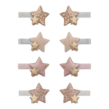 8pc Double Sparkle Stars Clips