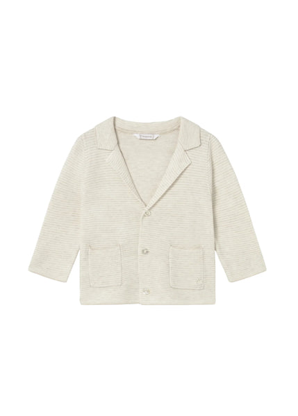 Tonal Stripe Jacket Style Cardigan