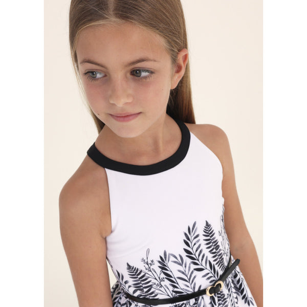 Black & White Palm Tree Halter Dress