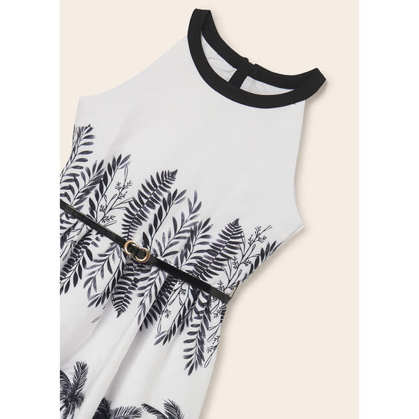 Black & White Palm Tree Halter Dress