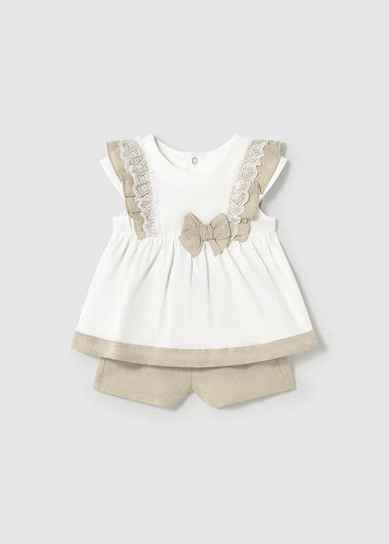 2pc Linen & Lace Short Set