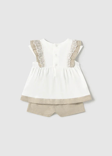 2pc Linen & Lace Short Set