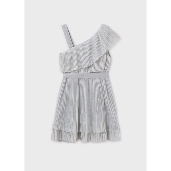 Pleated One Shoulder Shimmer Dress
