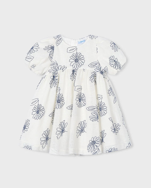 Blue Flower Embroidered Dress