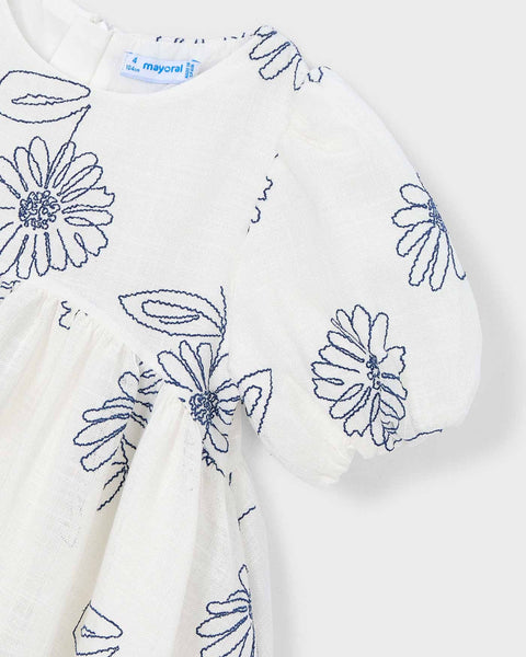 Blue Flower Embroidered Dress