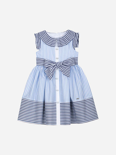 Navy & Blue Stripe Cotton Party Dress