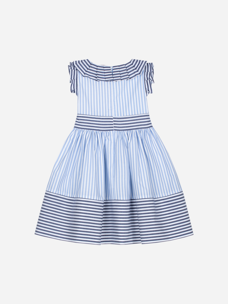 Navy & Blue Stripe Cotton Party Dress