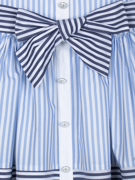 Navy & Blue Stripe Cotton Party Dress
