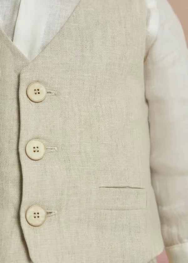 3pc Linen Vest, Shirt & Pant Set