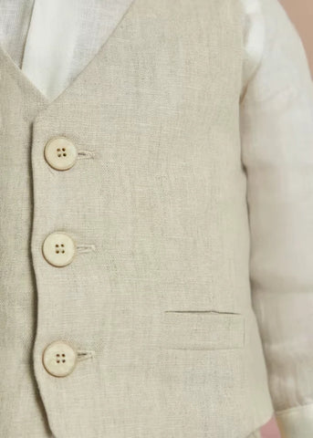 3pc Linen Vest, Shirt & Pant Set