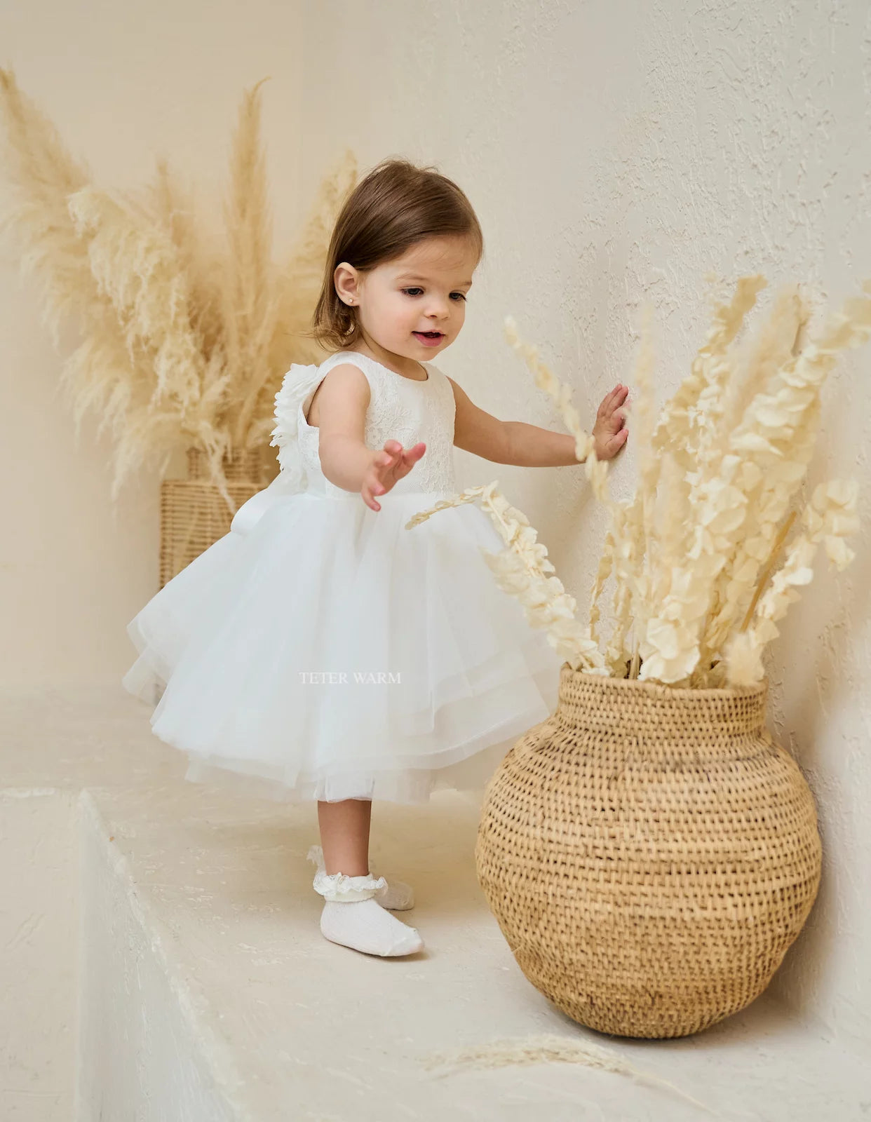 Amelia-V Back Flower Baptism Dress