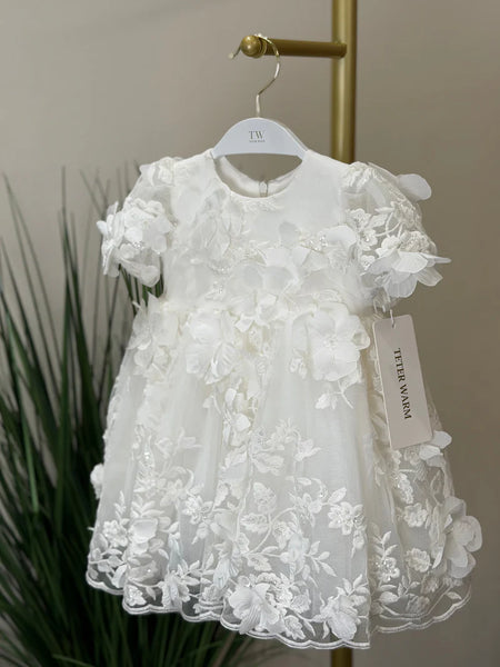 Tamlyn 3-D Flower Lace Baptism Dress