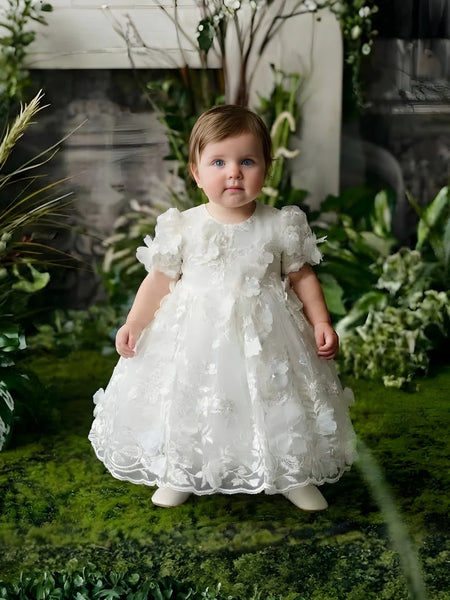Tamlyn 3-D Flower Lace Baptism Dress