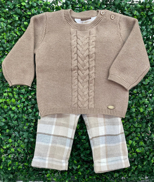 2pc Knit Sweater & Plaid Pant Set