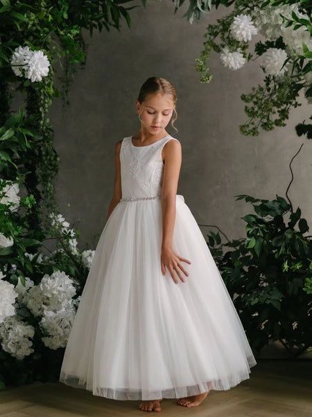 Dahlia-Tank Top with Scallop Lace V Back & Tulle Skirt