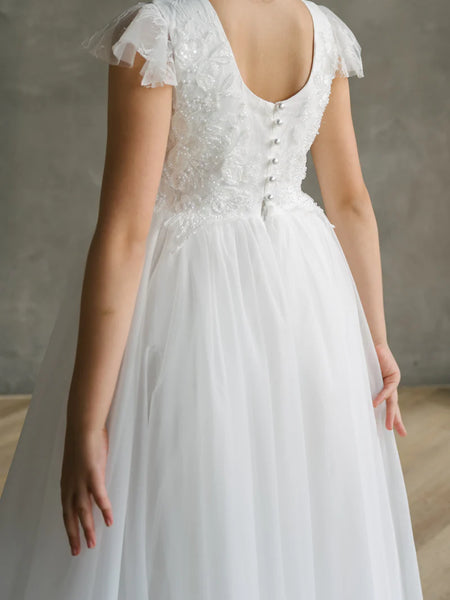 Chantel Lace & Pearl Sequin Communion dr