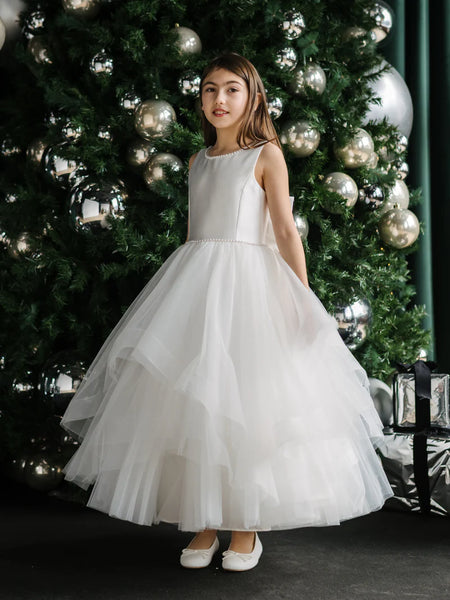 Erica Pearl Trim Detail Communion Dress