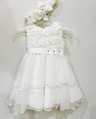 2pc Raised Flower Dress & Headband