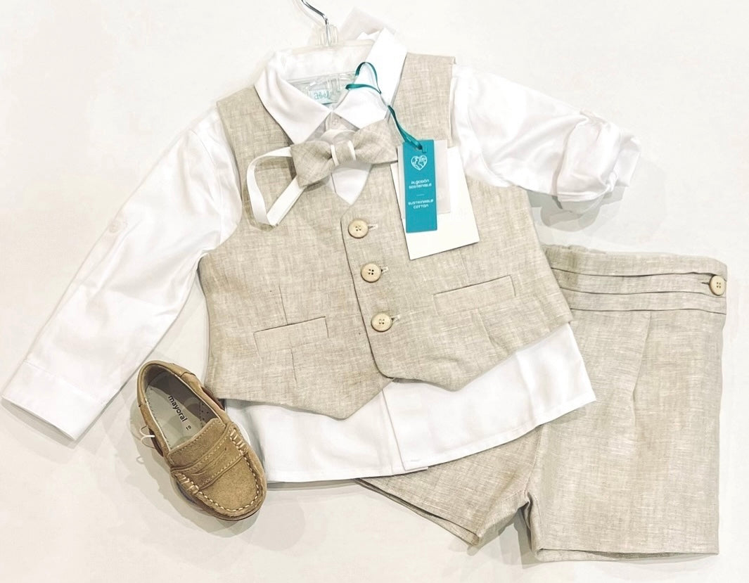 3pc Linen Vest & Short Set