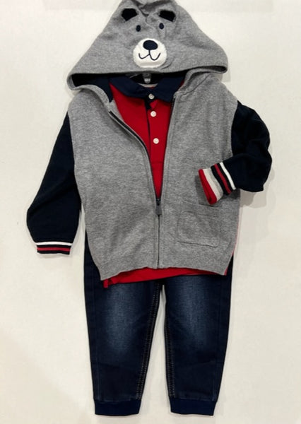 3pc Hooded Sweater/Polo & Jean Jogger Set