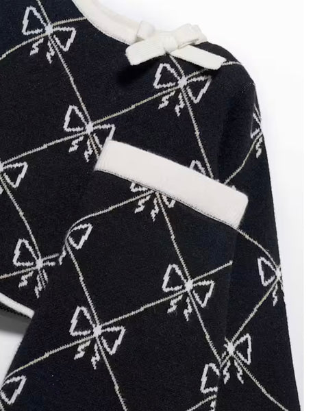 2pc Knit Bows Skirt Set