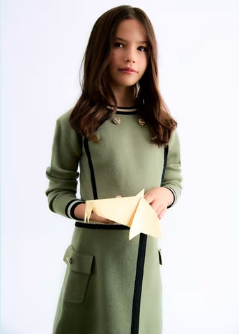 2pc Contrast Detail Knit Skirt Set