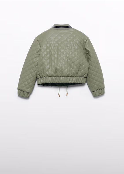 3pc Diamond Padded Bomber/Short & Knit Top Set