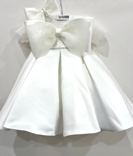 2pc Exaggerated Bow Front Baptism Dress