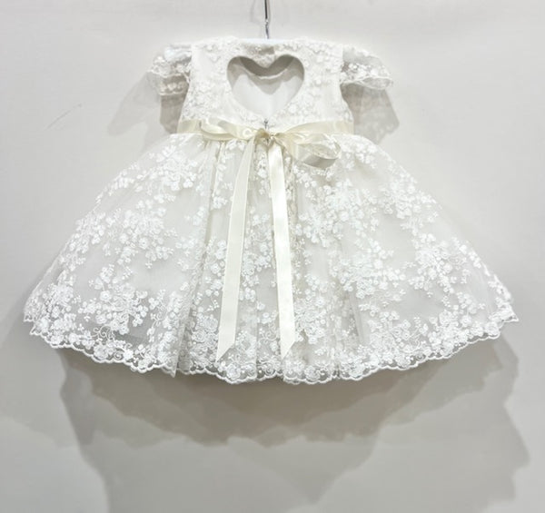 2pc All Over Tiny Flower Lace Baptism Dress
