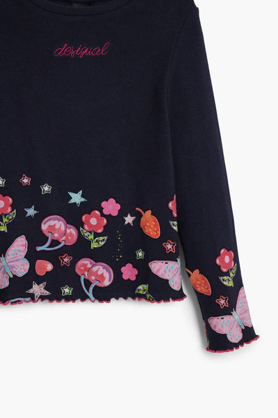 TS_Carlotta Ribbed Fruit, Flower & Butterfly Top