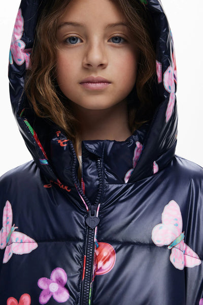 Coat_Collage Fruits,Flowers & Butterfly Puffer Jacket