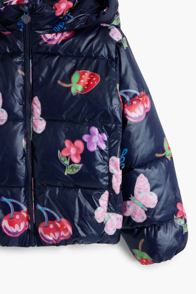 Coat_Collage Fruits,Flowers & Butterfly Puffer Jacket