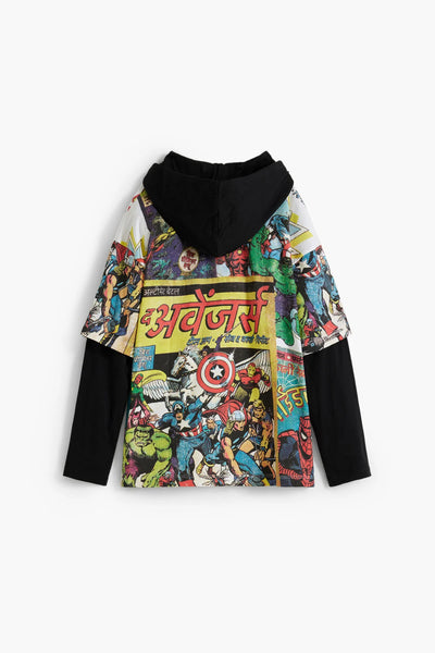 TS-Marvel Magazines Heros L/S Top