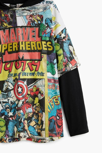 TS-Marvel Magazines Heros L/S Top