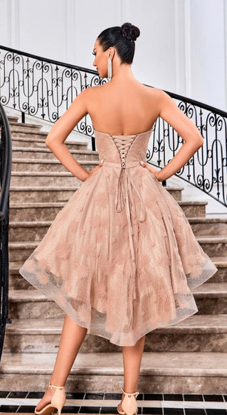 3D Floral, Sweetheart Hi-Low Party Dress