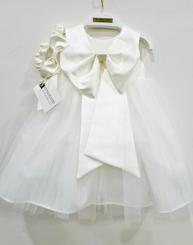Satin & Tulle Bow Back Dress w/ Headband