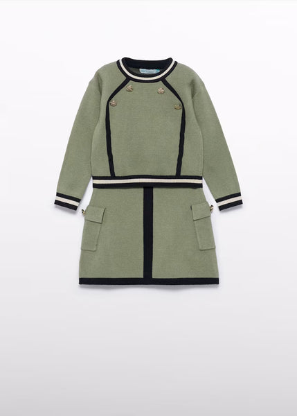 2pc Contrast Detail Knit Skirt Set