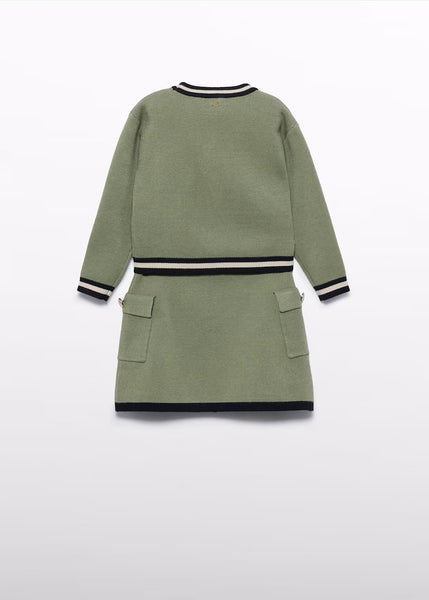 2pc Contrast Detail Knit Skirt Set