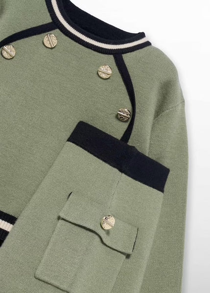 2pc Contrast Detail Knit Skirt Set