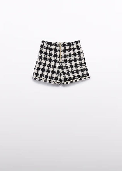 2pc Rhinestone Pullover & Houndstooth Short Set