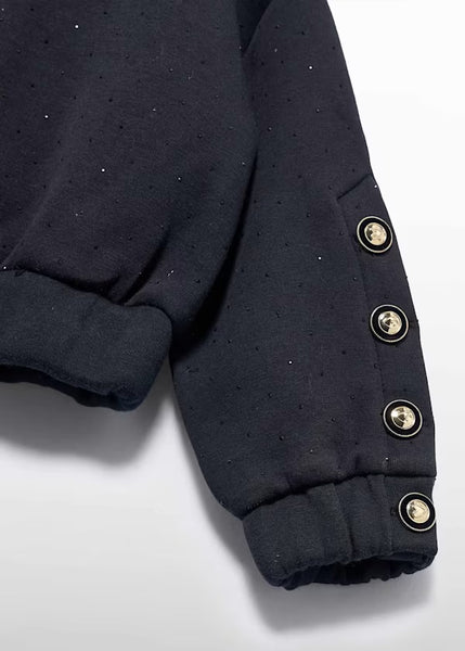 2pc Rhinestone Pullover & Houndstooth Short Set