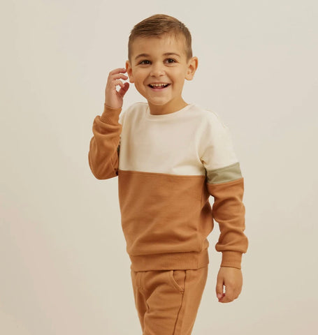2pc Baby Boy Ribbed Colourblock Tracksuit