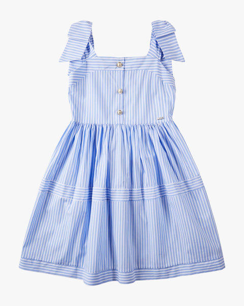 Blue & White Striped Cotton Party Dress
